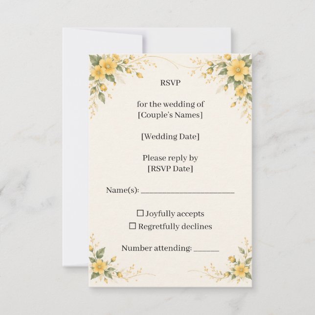 Yamabuki Wedding RSVP Card (Frente)