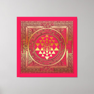 yantra mandala canvas ioga cor-de-rosa dourado