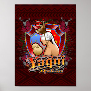 Yaqui Deer Dancer Art impressão no vermelho profun