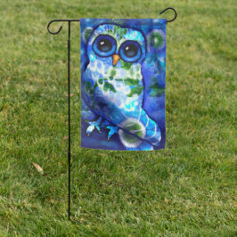 Yard Flag - Whimsical Abstrato Owl Blue Green