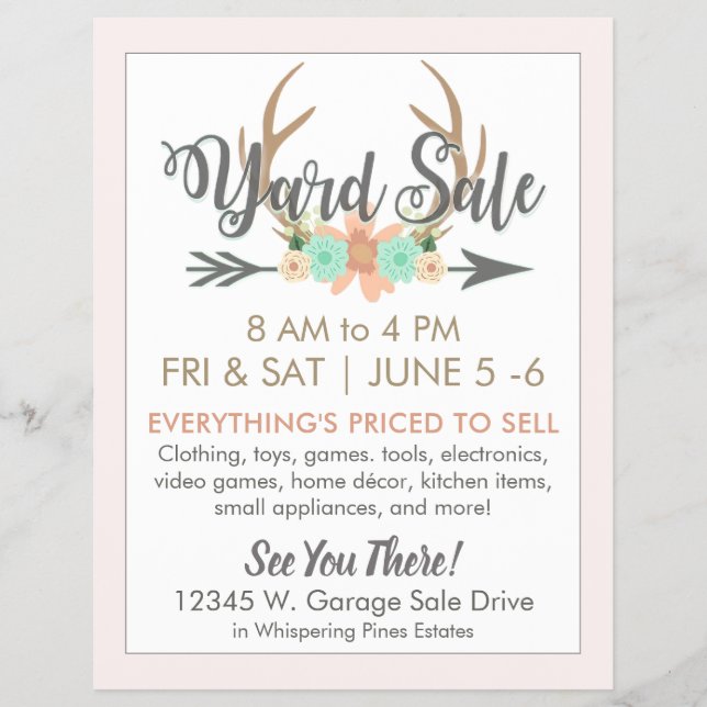 Yard Sale Flyer Modelo - Luz (Frente)