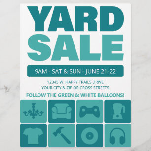 Yard Sale Flyer Modelo (Teal)