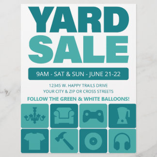 Yard Sale Flyer Modelo (Teal)