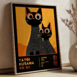 Yayoi Kusama Black Cats Retro Exhibition Poster