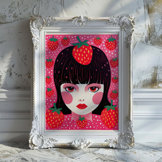 Yayoi Kusama Strawberry Girl Wall Impressão (Criador carregado)