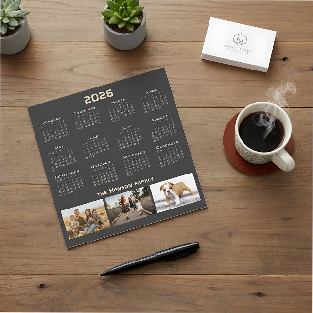 Year 2026 Calendar 3 Family Photo Collage  (Criador carregado)