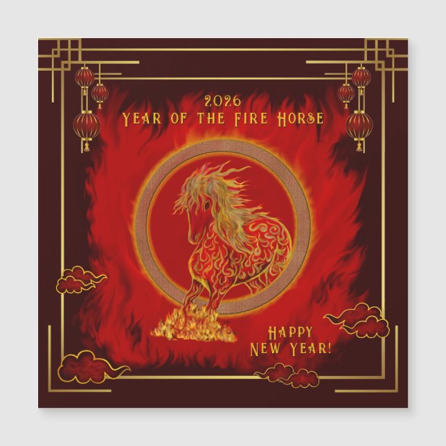 Year of the Fire Horse , Happy Lunar New Year (Frente)