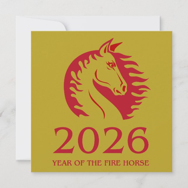 Year of the Horse Flat Greeting Card (Frente)