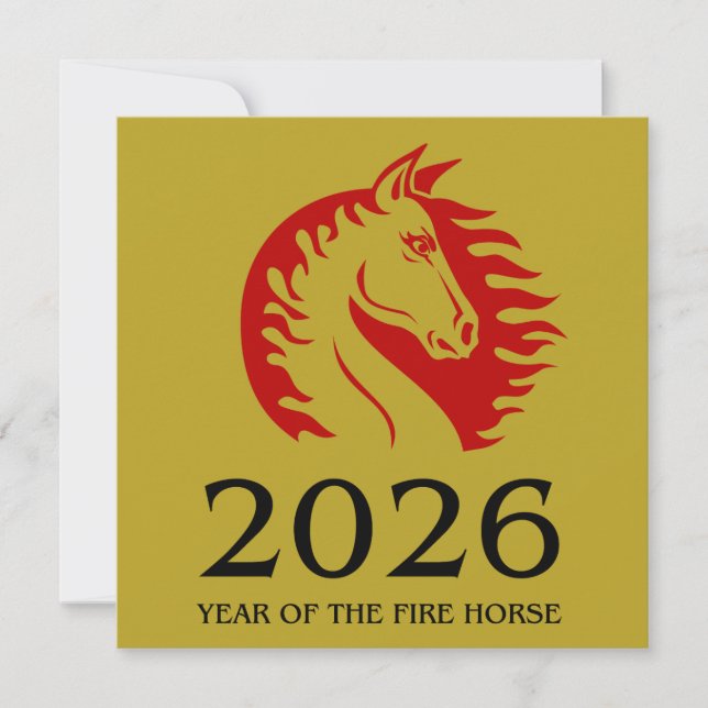 Year of the Horse Flat Greeting Card (Frente)