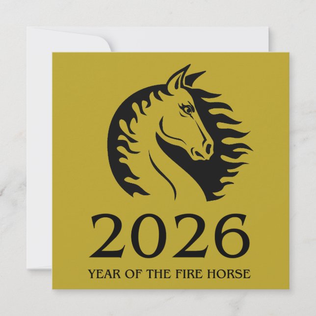 Year of the Horse Flat Greeting Card (Frente)