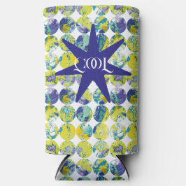 Yellow Blue Grunge Texture Circle Pattern Art.