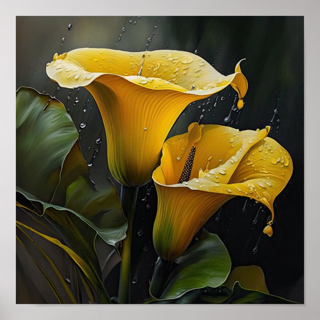 Yellow Calla Lily Lily Flower Art Poster (Frente)