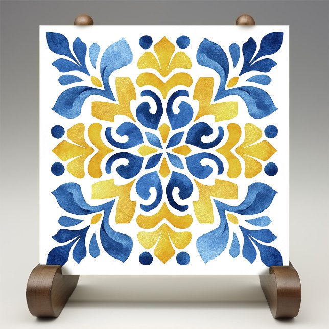 Yellow Fleur-de-Lis Azulejo Print (Criador carregado)