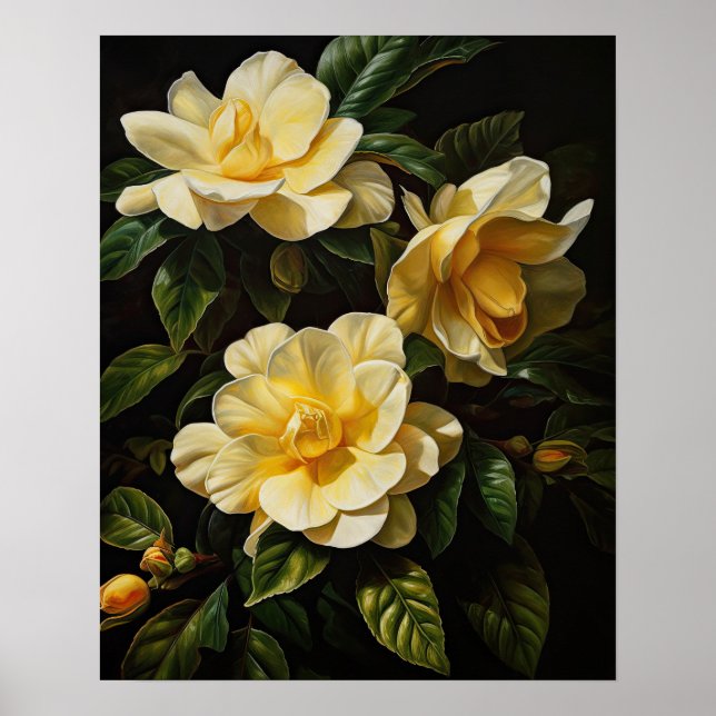 Yellow Gardenia Flowe Art Impressão (Frente)