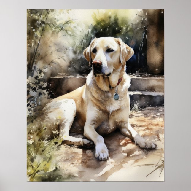 Yellow Labrador Retriever Dog Art Impressão (Frente)