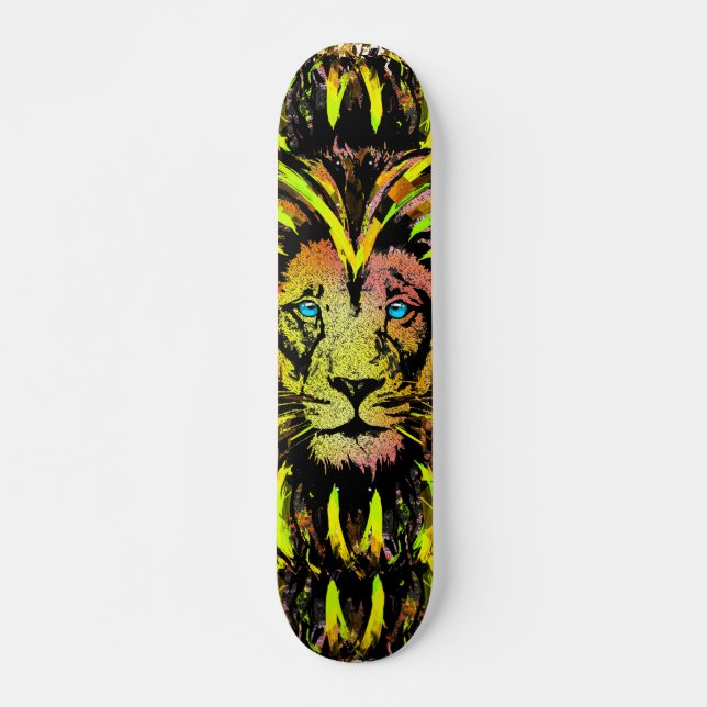 Yellow Lion Head  - Lion Face Skateboard (Frente)