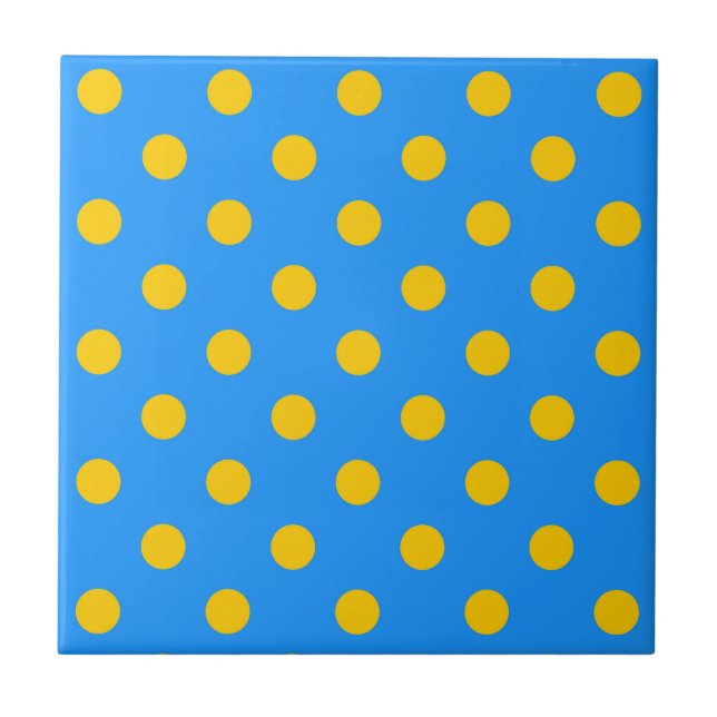 Yellow On Blue Polka Dots Pattern Design (Frente)