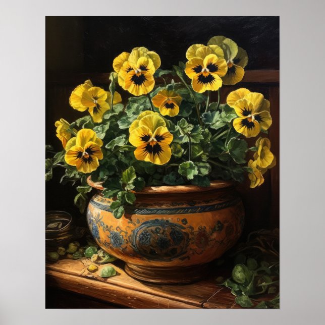 Yellow Pansy Flowers Art Impressão (Frente)