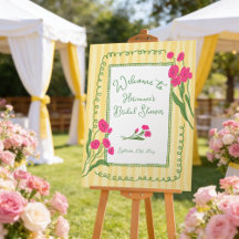 Yellow Pink Garden Whimsical Bridal Shower Welcome