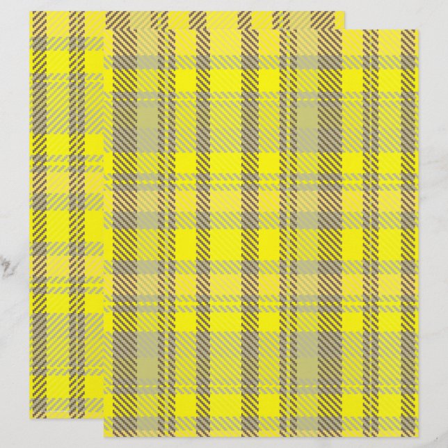 Yellow Plaid Scrapbook Paper 2-Sided Page (Frente/Verso)