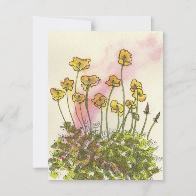 Yellow Poppies Wildflowers Greetings Card (Frente)