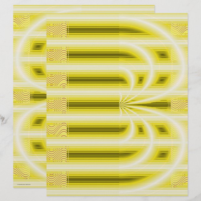 Yellow Retro Cathedral Scrapbook Paper 2-Sided Pag (Frente/Verso)