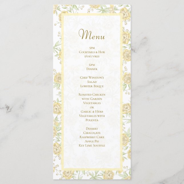 Yellow Rose Wedding Menus (Frente)