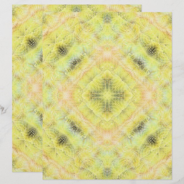 Yellow Serene Gardens Scrapbook Paper 2-Sided Page (Frente/Verso)