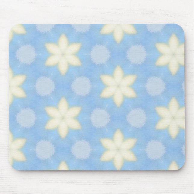 Yellow stars on blue geometric pattern mousepad (Frente)