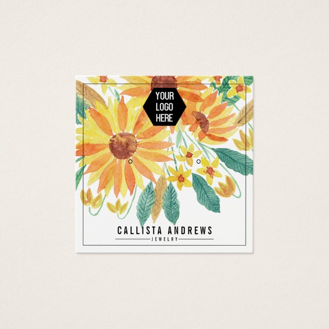 Yellow Summer Sunflower Logo Earring Display Card (Frente)