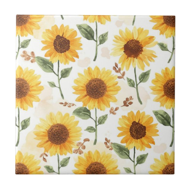 Yellow Sunflowers Watercolor Floral Whimsical (Frente)