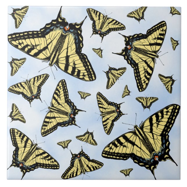 Yellow Swallowtail Butterflies on Blue Sky Custom (Frente)