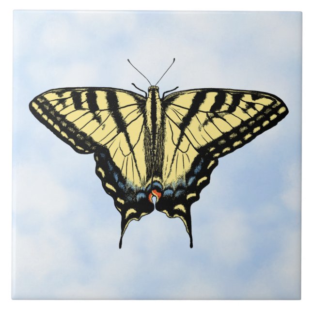 Yellow Swallowtail Butterfly on Blue Sky Custom (Frente)