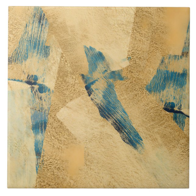 Yellow Teal Textured Ceramic Tile (Frente)