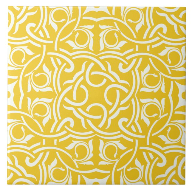 Yellow &white elegant intricate floral pattern (Frente)
