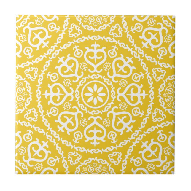 Yellow &white elegant intricate geometric pattern (Frente)