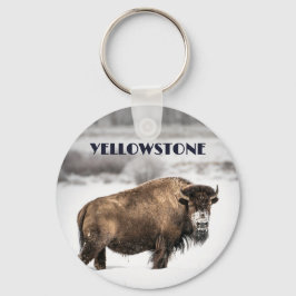 Yellowstone Snowy Buffalo Souvenir Chaveiro