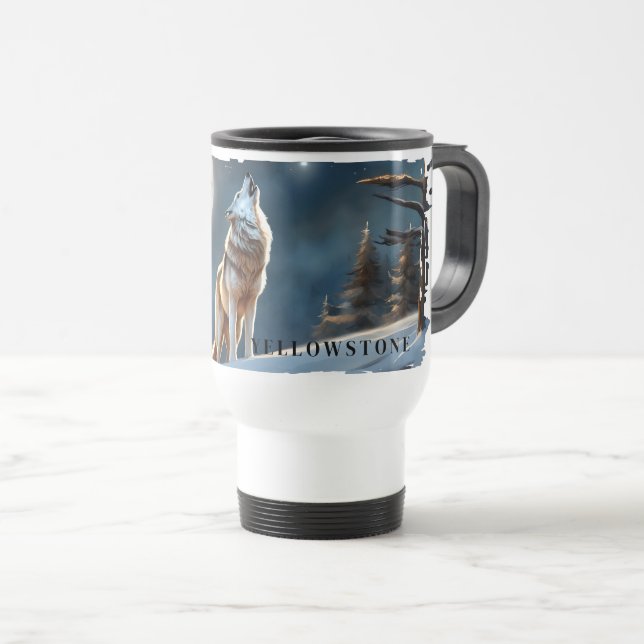 Yellowstone Wolf Caneca de viagem (Frente Esquerda)