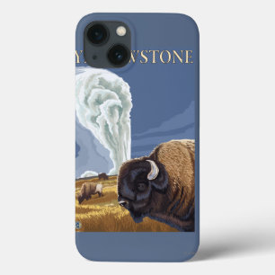 YellowstoneBison with Old Faithful