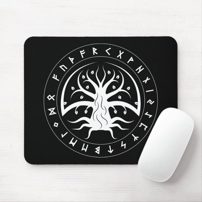 Yggdrasil Circle Runes Mouse Pad (Com mouse)
