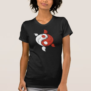 Yin e Yang a camisa escura das mulheres de Koi