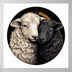 Yin e Yang Black Sheep Poster - T único