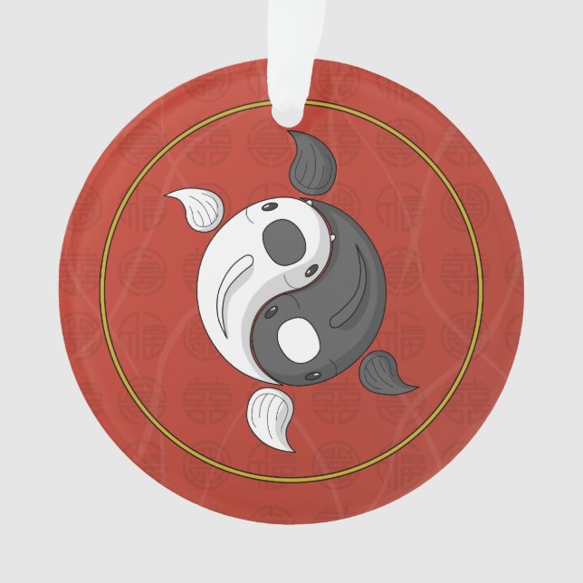 Yin e Yang, o Ornamento acrílico de Koi (Frente)