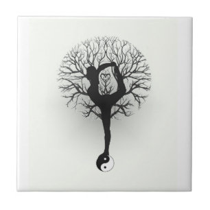 Yin Yang, árvore de vida, mulheres, ioga