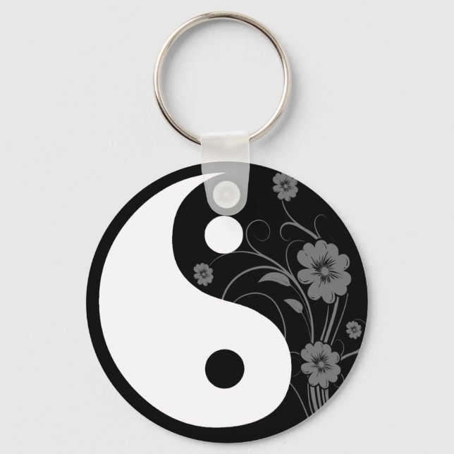 Yin Yang Black Floral Chaveiro (Frente)