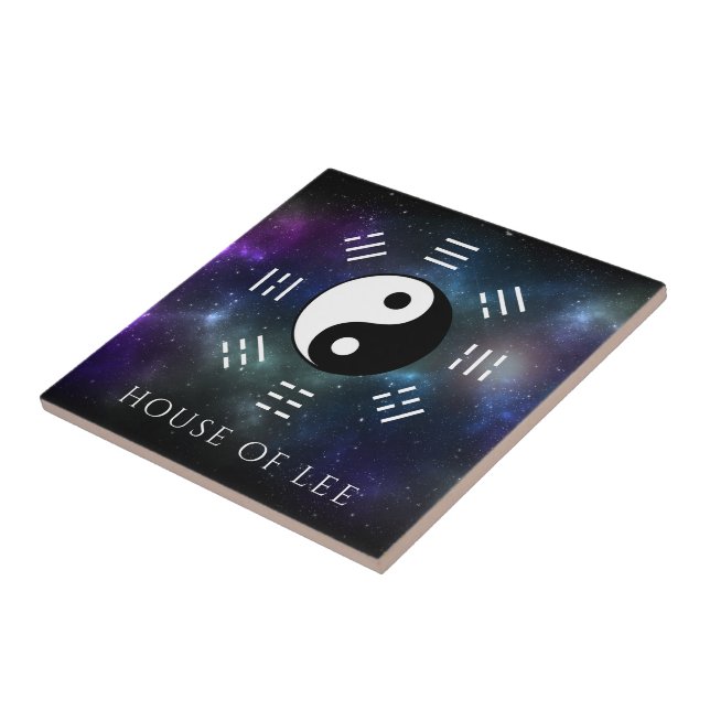 Yin Yang com Símbolos Bagua Trigram I-Ching (Lateral)