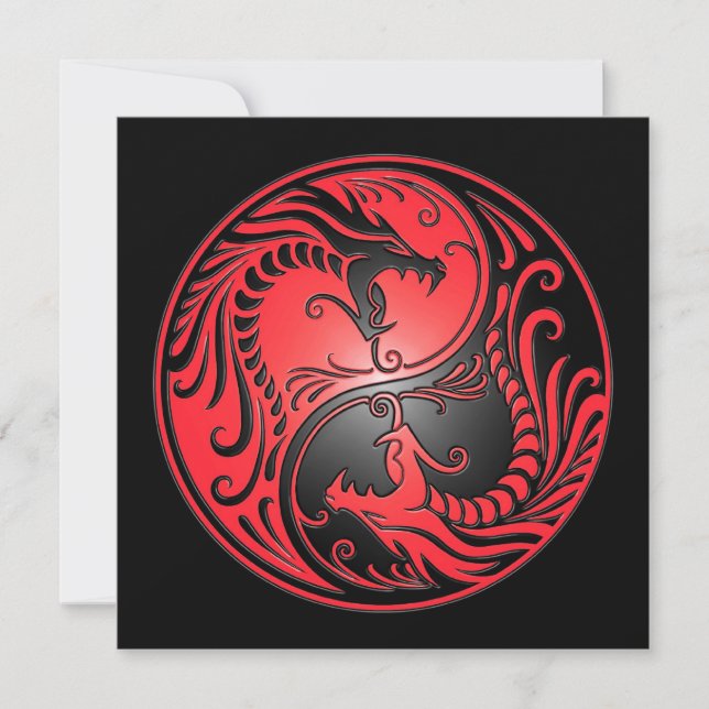 Yin Yang Dragon, vermelho e preto (Frente)