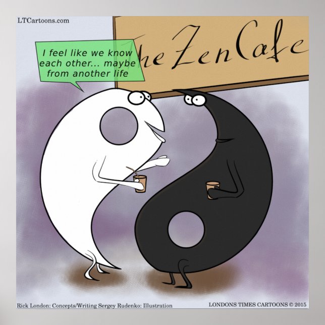 Yin & Yang Encontram Poster Zen Engraçado (Frente)