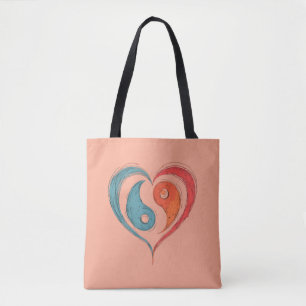 Yin Yang Heart Tote Bag - Personalizado