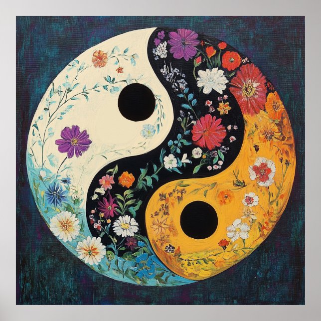 Yin Yang Poster Art - Poster de Yoga colorida (Frente)
